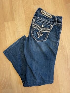 Rock Revival Women's Dark Blue ENA Embroidered Boot Cut Jeans Size 32
